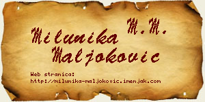Milunika Maljoković vizit kartica